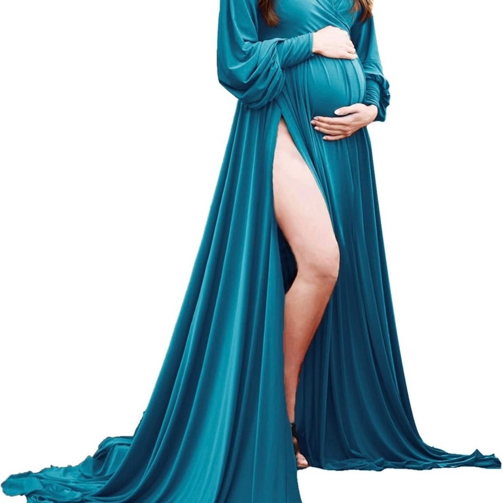 Elegant Spruce blue Maternity Gown